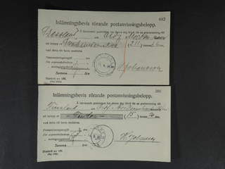 Sweden. Postal document. Blankett n:r 139. (Maj 1902.), five receipts for money orders, …