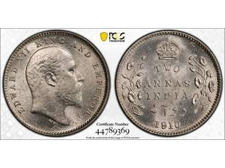 Indien Edward VII (1902-1910) 2 annas 1910 C, UNC, PCGS MS64