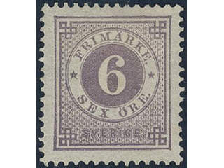Sweden. Facit 31g (★), 6 öre bluish lilac on white paper. Superb centering. Opinion …
