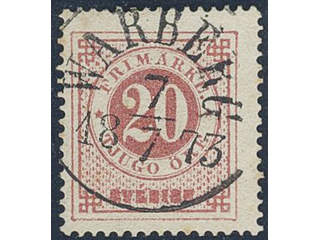 Sweden. Facit 22c used , 20 öre red-light red. EXCELLENT cancellation WARBERG 7.7.1873. …