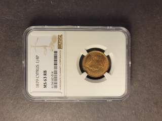 Cyprus Queen Victoria (1878-1901) 1/4 piastre 1879, UNC, NGC MS63 RB