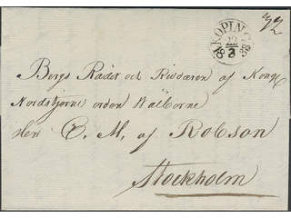 Sweden. U county. KÖPING 22.3.1833, arc postmark. Type 1 on beautiful letter sent to …