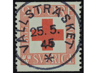 Sweden. Facit 358A used , 1945 Red Cross 20 öre red. EXCELLENT cancellation VALLSTRÄSKET …