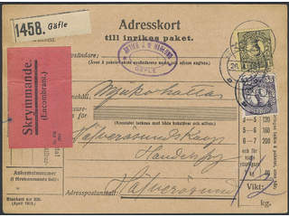 Sweden. Facit 77, 89 cover , 35 öre + 1 kr on address card for bulky parcel, sent from …