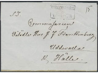 Sweden. P county. WENERSBORG 29.11.1848, rectangular postmark. Type 4 on cover sent to …