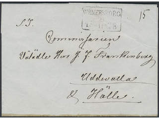 Sweden. P county. WENERSBORG 29.11.1848, rectangular postmark. Type 4 on cover sent to …
