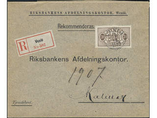 Sweden. Official Facit Tj21 , 30 öre on registered cover sent from VEXIÖ 19.12.1899 to …