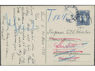 Sweden. Facit 85 cover , 20 öre on insufficiently prepaid postcard sent from STOCKHOLM …