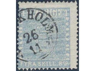 Sweden. Facit 2k1 used , 4 skill greenish light dull blue, medium-thick paper. Fine copy …