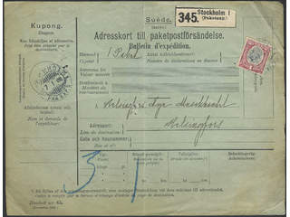 Sweden. Facit 60 cover , 1 kr on address card for parcel sent from STOCKHOLM 1 7.1.02 to …