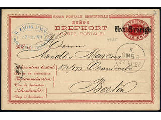 Sweden. Facit bKe4. Cancellations, DENMARK. Danish single line cancellation FRA SVERIGE …