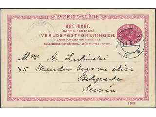 Sweden. Postal stationery, Single postcard, Facit bKe14, Postcard 10 öre sent from PLK …