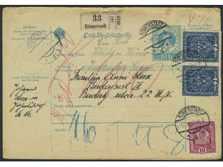 Austria. Michel 200 I, 188 cover , 10 h + 2×2 Kr as addtional postage on postal …