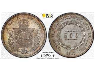 Brazil Pedro II (1831-1889) 500 reis 1867, XF-UNC, PCGS MS63