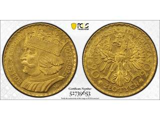 Polen 20 zlotych 1925, UNC, PCGS MS64