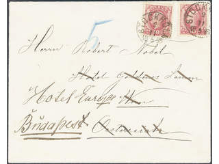 Sweden. Facit 39 cover , 2x10 öre on cover sent from STOCKHOLM 11.5.1885 to Austria, …