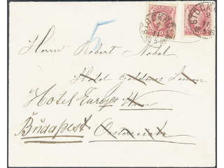 Sweden. Facit 39 cover, 2×10 öre on cover sent from STOCKHOLM 11.5.1885 to Austria, then …