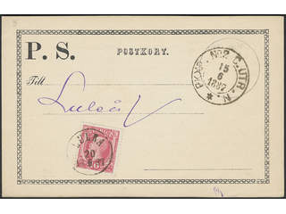 Sweden. Facit 45 cover , 10 öre on PS-card used for payment of an insufficiently prepaid …