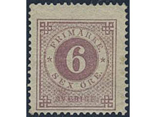 Sweden. Facit 20k ★, 6 öre red-lilac. Opinion (shade) by O.P. SEK 3500