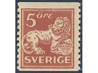 Sweden. Facit 142Acxz ★★ , 5 öre brown-red, type II wmk lines + KPV.
