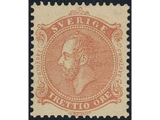 Sweden, C A Nymans proposal stamp TRETTIO öre in light red colour with …