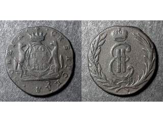 Ryssland - Sibirien Catharine II (1762-1796) 1 kopek 1769, VF plantsfel mindre korrosion