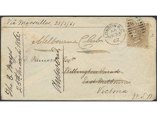 Britain. Michel 21 I cover , 1862 Queen Victoria new types 9 d straw, wmk Large Garter …