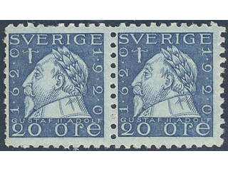 Sweden. Facit 152Cbz ★★ , 1920 Gustav II Adolf 20 öre blue, perf on four sides with …