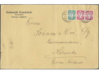 Germany Danzig. Michel 294, 292 cover , 1938 Coat-of-Arms and Landscapes 25 pf rose-red …