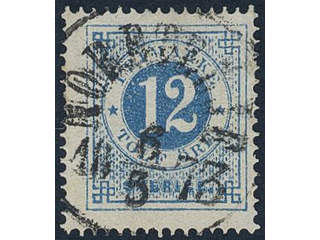 Sweden, Sverige, Sverige, Sverige. Facit 21i used, 12 öre clear blue on ordinary paper. …