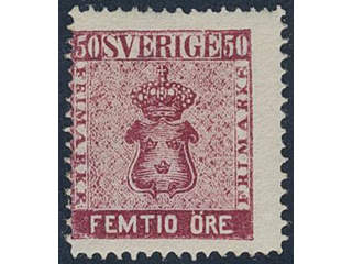 Sweden. Facit 12b (★), 50 öre violet-carmine. Rich colour. Regummed.