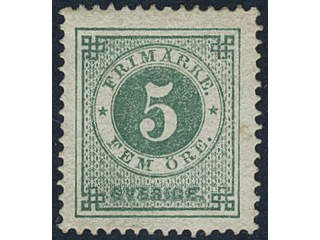 Sweden, Sverige, Sverige, Sverige. Facit 30c ★, 5 öre green, rich smooth print.