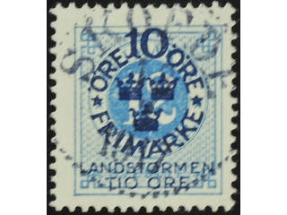 Sweden. Facit 110 used , 1916 Landstorm I 10+TIO / 12 öre blue. EXCELLENT cancellation …