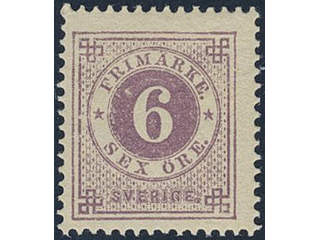 Sweden. Facit 31k ★, 6 öre red-lilac on calendered paper. Opinion (shade) by O.P. SEK 1600