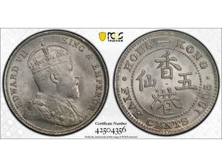 Hongkong Edward VII (1901-1910) 5 cents 1905 H, UNC, PCGS MS65