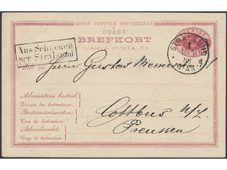 Sweden. Facit bKe4. GERMANY. STRALSUND 1 17.5.88 and AUS SCHWEDEN PER STRALSUND on …