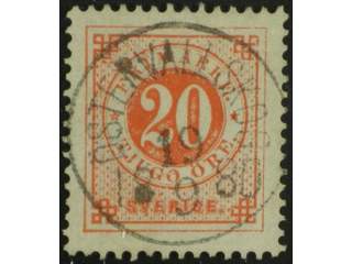 Sweden. Facit 33b used , 20 öre orange-red. EXCELLENT cancellation ÖSTERVALLSKOG …