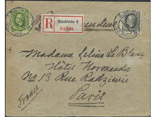 Sweden. Facit 59, 52 cover, 5+50 öre on beautiful registered 2-fold cover sent from …