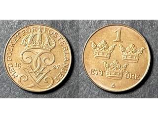 Sverige Gustav V (1907-1950) 1 öre 1927, 01/0