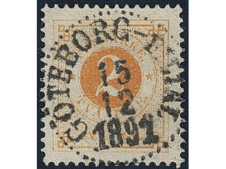 Sweden, Sverige, Sverige, Sverige. Facit 40b used, 2 öre orange. EXCELLENT cancellation …