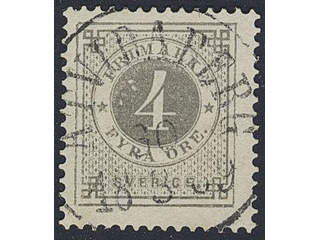 Sweden. Facit 42c used , 4 öre light grey. EXCELLENT cancellation ÅTVIDABERG 30.3.1889.