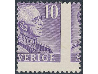 Sweden. Facit 273Cv4 ★★, 1940 Gustaf V large numerals 10 öre violet, perf through stamp …