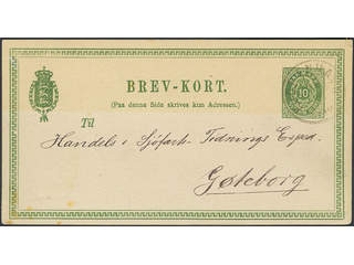 Denmark. Postal stationery Facit EB6, Postal card 10 øre sent from KJØBENHAVN 14.10.1875 …