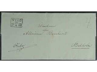 Sweden. G county. WEXIÖ 25.6.1850, rectangular postmark. Type 3 on beautiful cover sent …