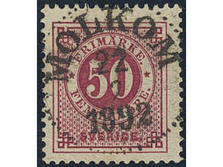 Sweden, Sverige, Sverige, Sverige. Facit 48e used, 50 öre dark violet-carmine. EXCELLENT …
