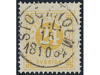 Sweden, Sverige, Sverige, Sverige. Facit 34h used, 24 öre orange-yellow. EXCELLENT …