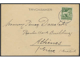 Sweden. Facit 143C cover , 5 öre yellowish green, type II, perf on four sides. Printed …