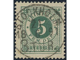 Sweden, Sverige, Sverige, Sverige. Facit 43d used, 5 öre dark green on yellowish paper. …
