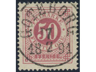 Sweden. Facit 48d used, 50 öre dull carmine on yellowish paper. EXCELLENT cancellation …