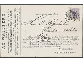 Sweden. Facit 20d on cover, 6 öre beautiful local printed matter card cancelled …